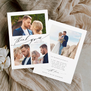 Modern Boho Calligraphy 4 Photo Bröllop Tack Kort
