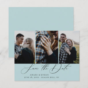 Modern Boho Calligraphy Multi-Photo Save the Date Meddelande