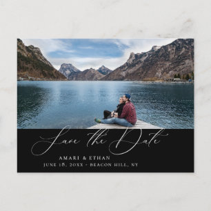 Modern Boho Calligraphy Photo Save Date Meddelande Vykort