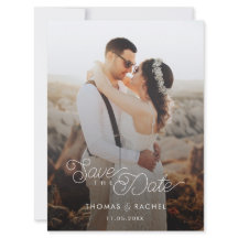 Modern Boho Calligraphy Photo Save Date