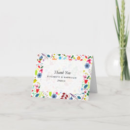 Modern Boho Chic Blommig Bröllop Tack Kort