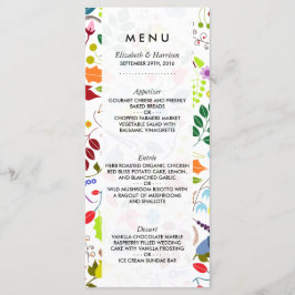 Modern Boho Chic Blommigt Bröllop Menu Meny