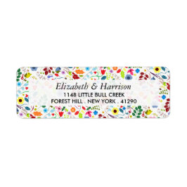Modern Boho Chic Blommigt Bröllop Returadress Etikett