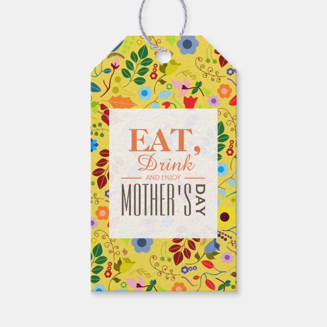 Modern Boho Chic Blommigt Mors dag Presentetikett (Framsidan)