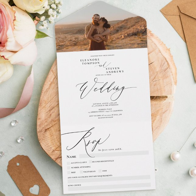 Modern boho chic calligraphy bröllop (Skapare uppladdad)