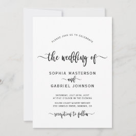 Modern Boho Chic Calligraphy Bröllop Inbjudningar