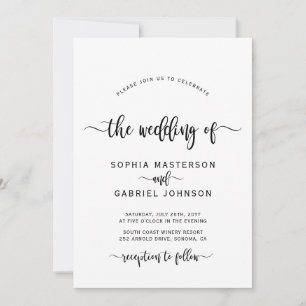 Modern Boho Chic Calligraphy Bröllop Inbjudningar