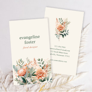 Modern Boho Chic Watercolor Blommigt Visitkort