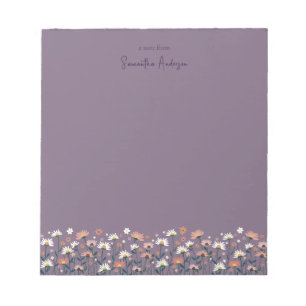 Modern Boho Chic Wildblomme Lila Mauve Anteckningsblock
