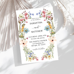 Modern Boho Colorful Wildblomma Blommigt Bröllop Inbjudningar