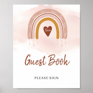 Modern Boho Copper Rust Rainbow Guest Bok-tecken Poster