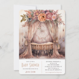 Modern Boho Crib Dreamcatcher Mobile Baby Shower Inbjudningar