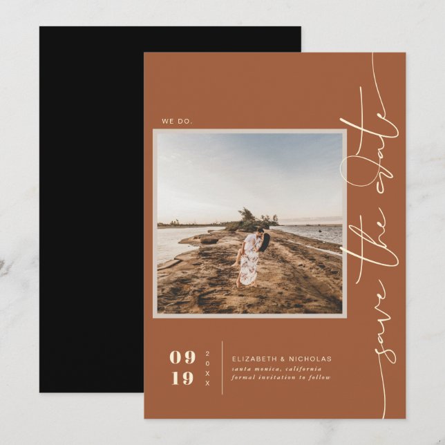 Modern Boho Desert | Fyrkantigt foto Spara datum Datumet (Fram/baksida)