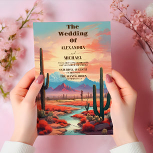 Modern Boho Desert Mountain Bröllop Inbjudningar