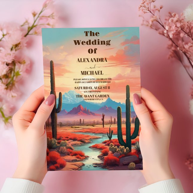 Modern Boho Desert Mountain Bröllop Inbjudningar (Skapare uppladdad)