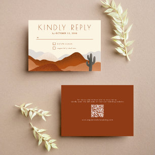 Modern Boho Desert Mountain Cactus Bröllop OSA Kort