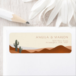 Modern Boho Desert Terracotta Beige Bröllop Returadress Etikett