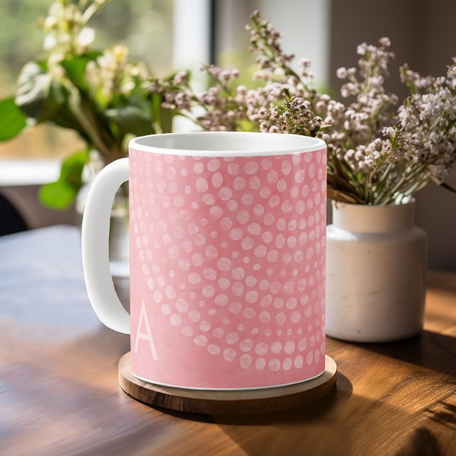 Modern Boho Dot Mönster med Monogram Kaffemugg (Personalized mug with monogram)