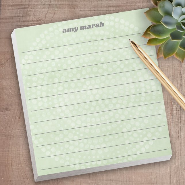 Modern Boho Dot Mönster med skript namn Anteckningsblock (Personalized notepad - great for a gift or your home office)