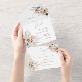 Modern Boho Dusty Blue Script Bröllop