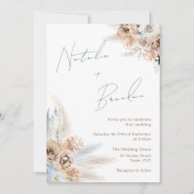 Modern Boho Dusty Blue Script Bröllop