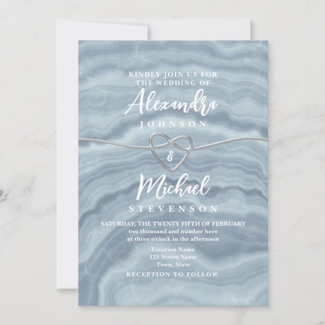 Modern Boho Dusty Blue Wedding-inbjudan Inbjudningar (Framsida)