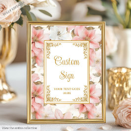 Modern boho dusty rosa blommor guld 8x10-tecken poster