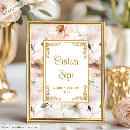 Modern boho dusty rosa blommor guld 8x10-tecken poster