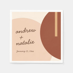 Modern Boho Earth-toned Abstrakt Circles Bröllop Pappersservett