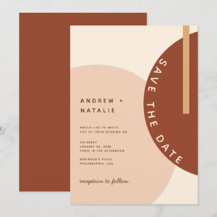 Modern Boho Earth-toned Abstrakt Circles Bröllop S Spara Datumet