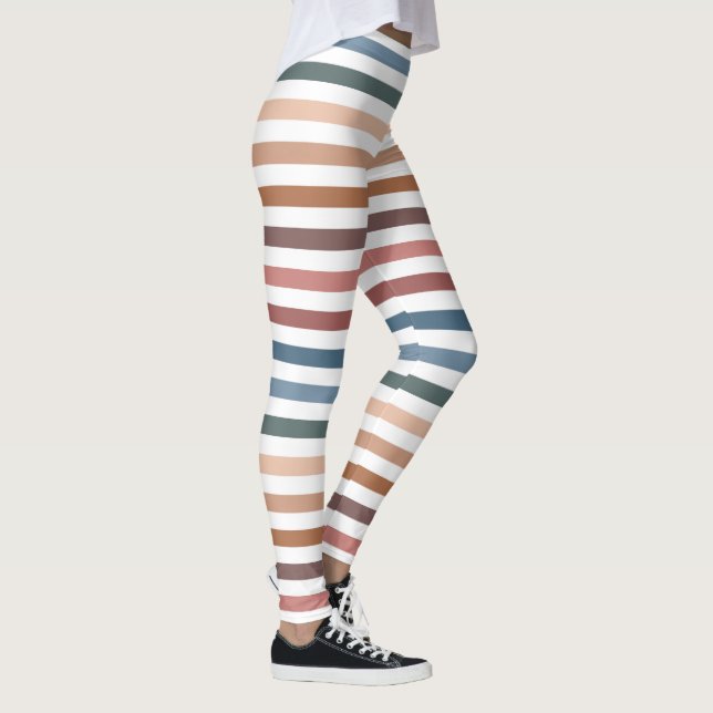 Modern Boho Earth Tones Striped Leggings (Höger)