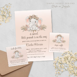 Modern Boho Elefant Baby Shower Blöja Lotteri Tilläggskort