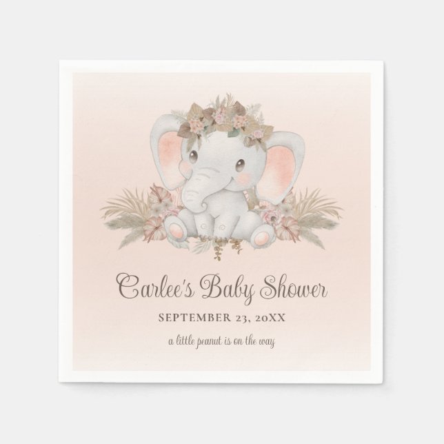 Modern Boho Elephant Gender Neutral Baby Shower Pappersservett (Framsidan)