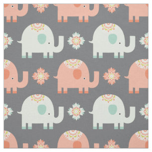 Modern Boho Elephant Nursery Fabric Tyg