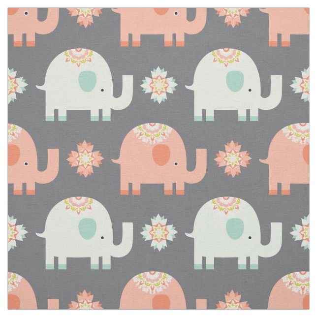 Modern Boho Elephant Nursery Fabric Tyg (Provkarta)
