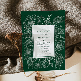 Modern Boho Emerald Blommigt Bouquet Baby Shower Inbjudningar