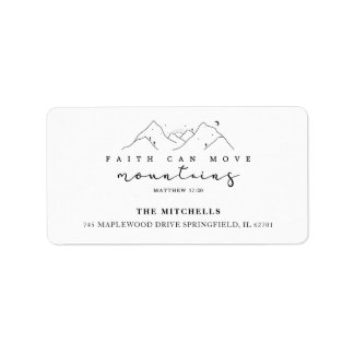 Modern Boho Faith Moves Mountains Religiösa Anpass Adressetikett