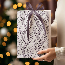 Modern Boho Floral Pattern Plum White