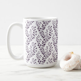 Modern Boho Floral Pattern Plum White Kaffemugg