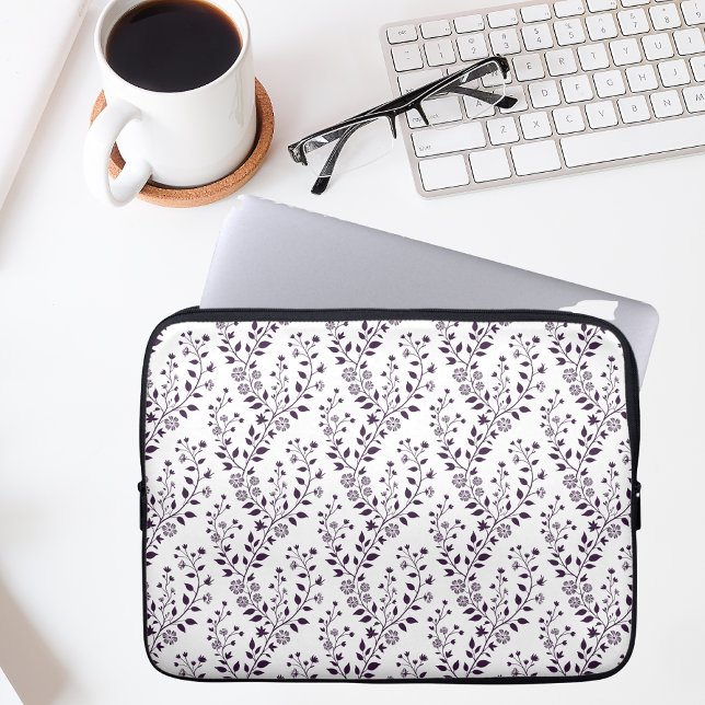 Modern Boho Floral Pattern Plum White Laptop Fodral (Skapare uppladdad)