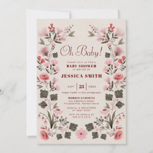Modern Boho Folk Gender Neutral Baby Shower Invita Inbjudningar