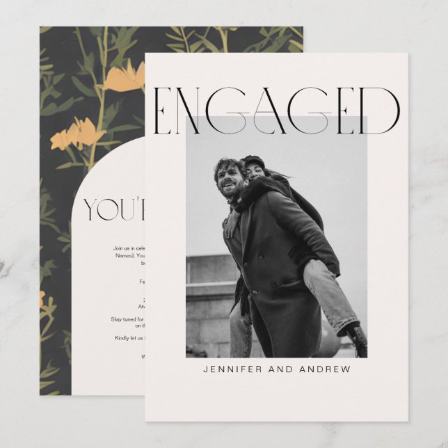 Modern Boho-Förlovningsfest Card Tack Kort (Fram/baksida)