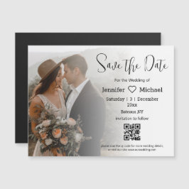 Modern Boho Foto QR-kod Spara Datum Magnet