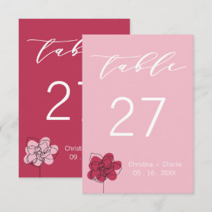 Modern Boho Fuchsia Rosa Bröllop Bordsnummer