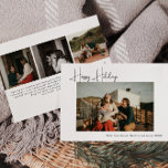 Modern Boho Fyra Photo Lycklig Julkort<br><div class="desc">Fira julhelgen med det här moderna boho 4-fotokortet för lycklig helgdag. Det unika och redigerbara skriptet ge utformningen av en chic ännu vid eleganten. Dess enkla svarta och vita utformning ger en klassisk och vismisk känsla, perfekt för vintersäsongen. Det minimala bohemiska festive-designerteckensnittet ger kreativitet och charm, medan den rena och...</div>