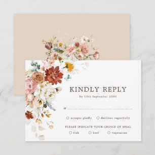 Modern Boho Garden Flower Bouquet Bröllop OSA Kort