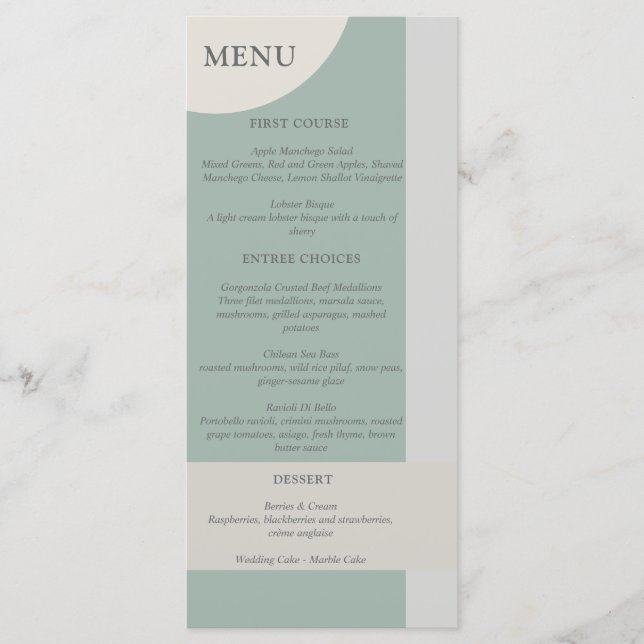 Modern Boho Geometric Abstrakt Grönt Grått Taupe Meny (Framsida)