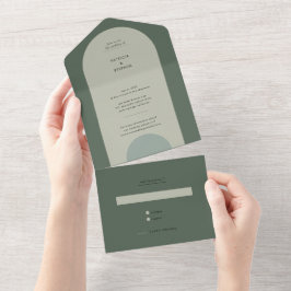 Modern Boho Geometric Arch Sage Grönt Bröllop