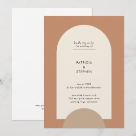Modern Boho Geometric Arch Terracotta Bröllop Inbjudningar