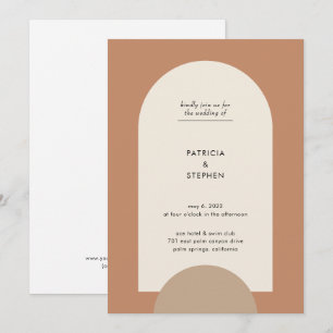 Modern Boho Geometric Arch Terracotta Bröllop Inbjudningar